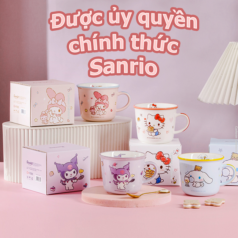 【Chính Hãng  】Cốc sứ，ly sứ Hello Kitty My Melody Kuromi Cinnamoroll  Chiếc cốc dễ thương thích hợp để làm quà tặng