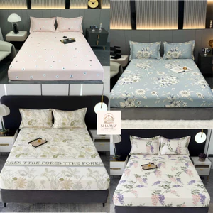 Set ga gối lụa thái 3 món (ga và 2 vỏ gối đầu) - Chất vải lụa siêu sang, mịn, xịn D8