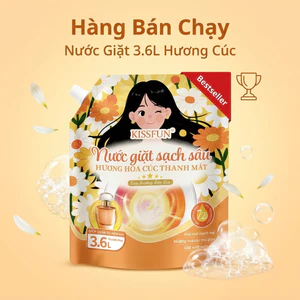 Nước giặt KISSFUN hương hoa cúc | Túi 3.6L | Sạch sâu & Mềm vải - Khử Mùi & Lưu hương 72h