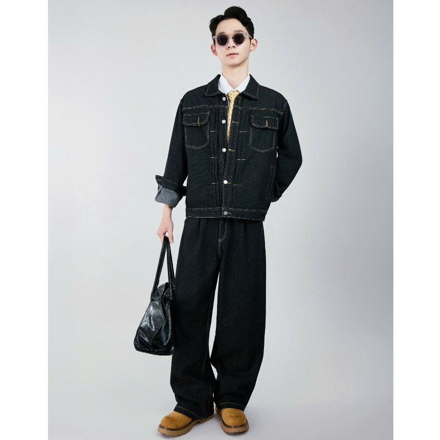 Áo Jean Xếp Ly DINOMAN Vải Jeans Wash Cao Cấp Form Đứng Trẻ Trung Bền Màu Phong Cách Mạnh Mẽ SM026 | BigBuy360 - bigbuy360.vn