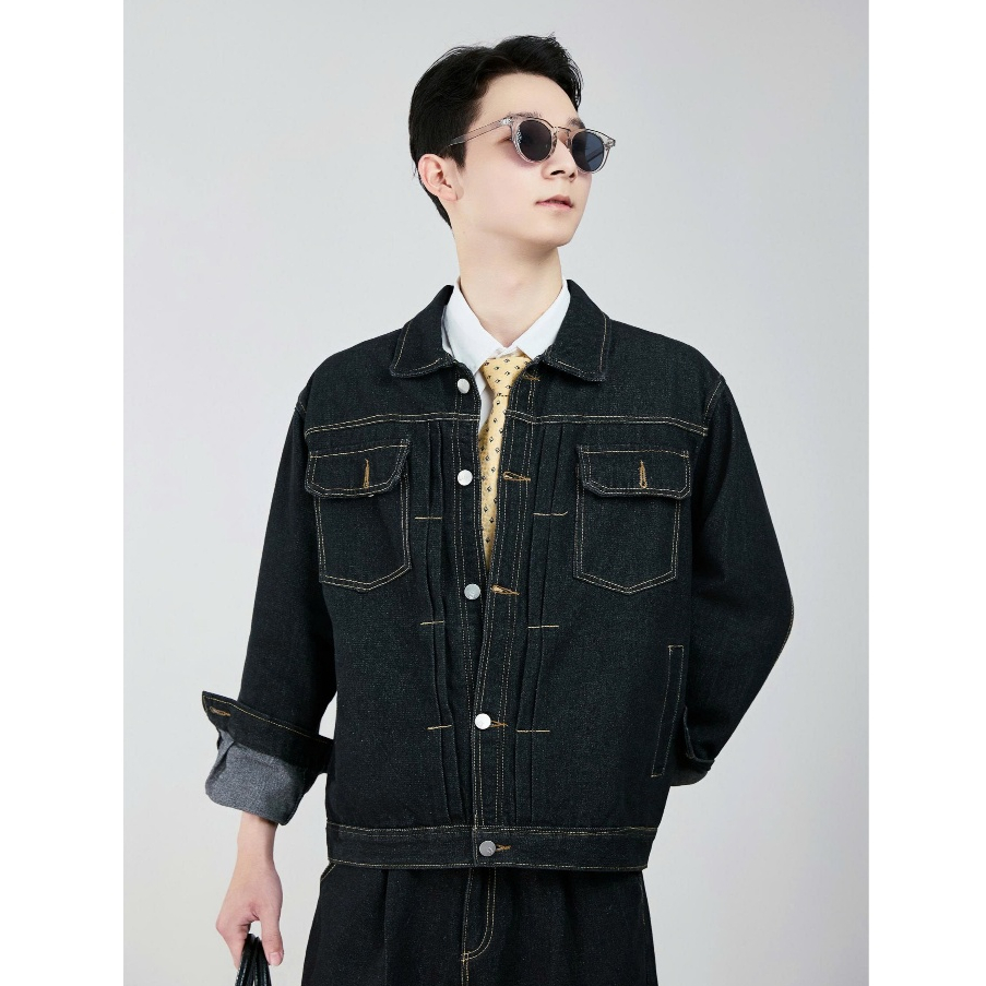 Áo Jean Xếp Ly DINOMAN Vải Jeans Wash Cao Cấp Form Đứng Trẻ Trung Bền Màu Phong Cách Mạnh Mẽ SM026 | BigBuy360 - bigbuy360.vn