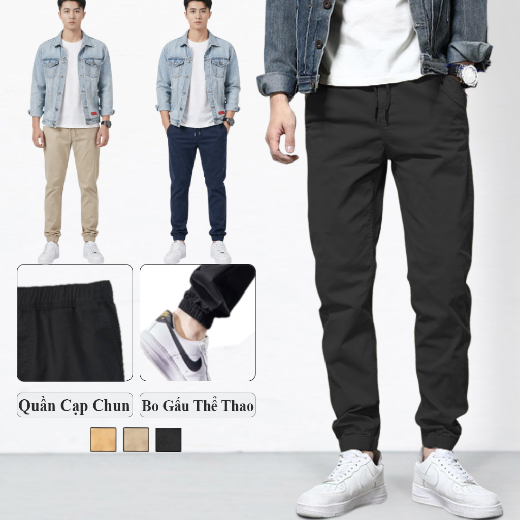 Quần Jogger Nam Vicenzo Chất Kaki Dáng Thể Thao Năng Động Cao Cấp