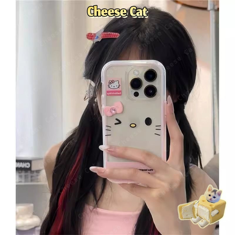 Vỏ bảo vệ iPhone hình nơ kim cương màu hồng 3D Kitty có dây buộc cho iPhone 15 16 17 11 12 13 14 Pro Max Plus 17 Air