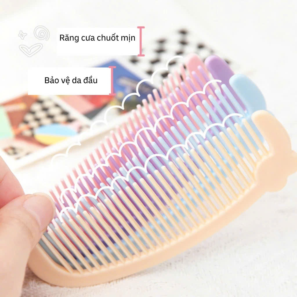 Lược Chải Tóc Mini Hình Trái Tim Xah Lam Dễ thương, Nhỏ Gọn, Răng Lược Mềm Mại