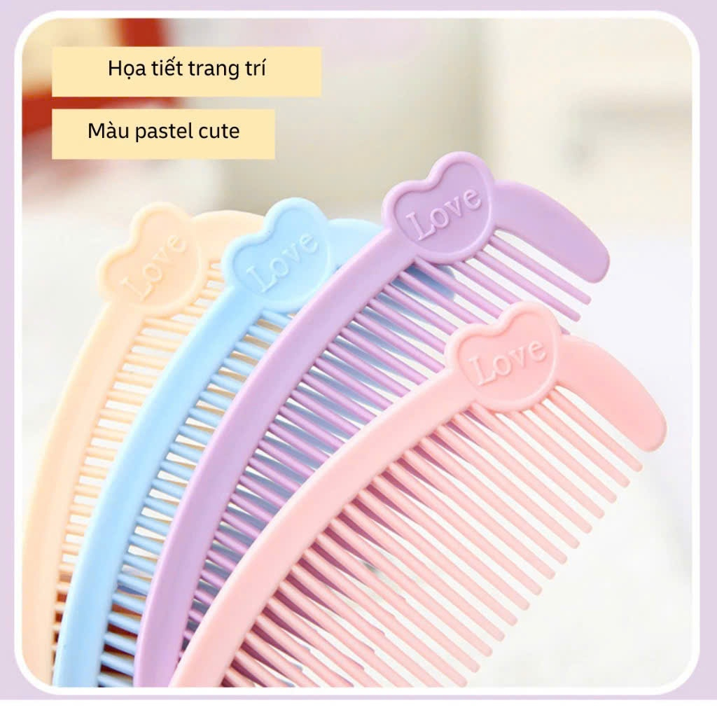 Lược Chải Tóc Mini Hình Trái Tim Xah Lam Dễ thương, Nhỏ Gọn, Răng Lược Mềm Mại
