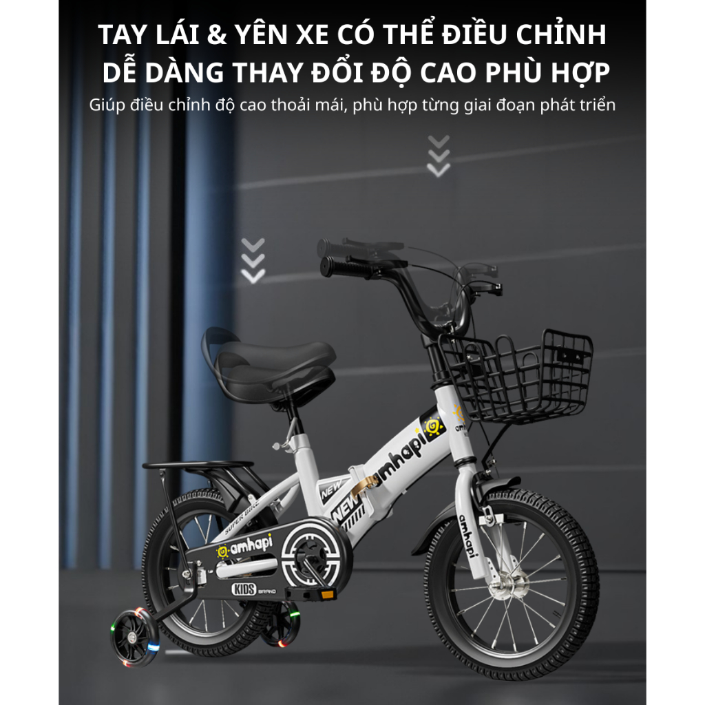 {XĐ-90 TẶNG KÈM BƠM TAY }XE Đạp Cho Bé Có Thể Gập Lại Đủ Size 12-16 inh ,Xe Đạp Có Phanh Kép An Toàn Cho Bé