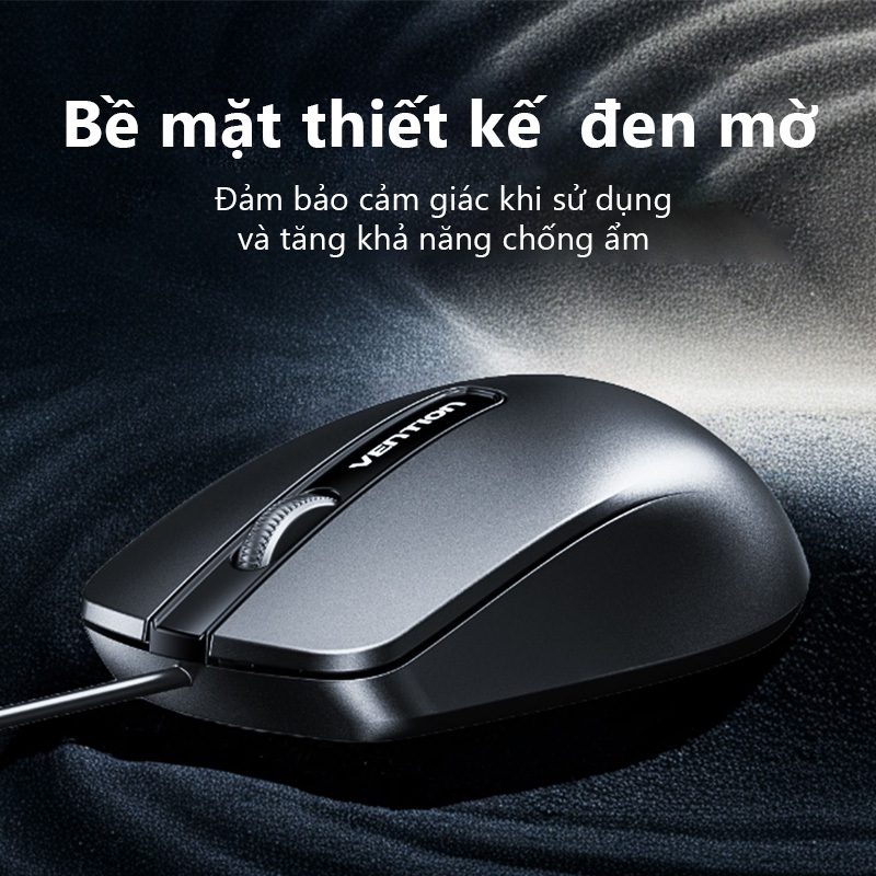 Chuột máy tính có dây Vention Hỗ trợ 1200DPI, USB 3 nút,Thiết kế công thái học cho PC, Laptop.. Bảo hành 2 năm