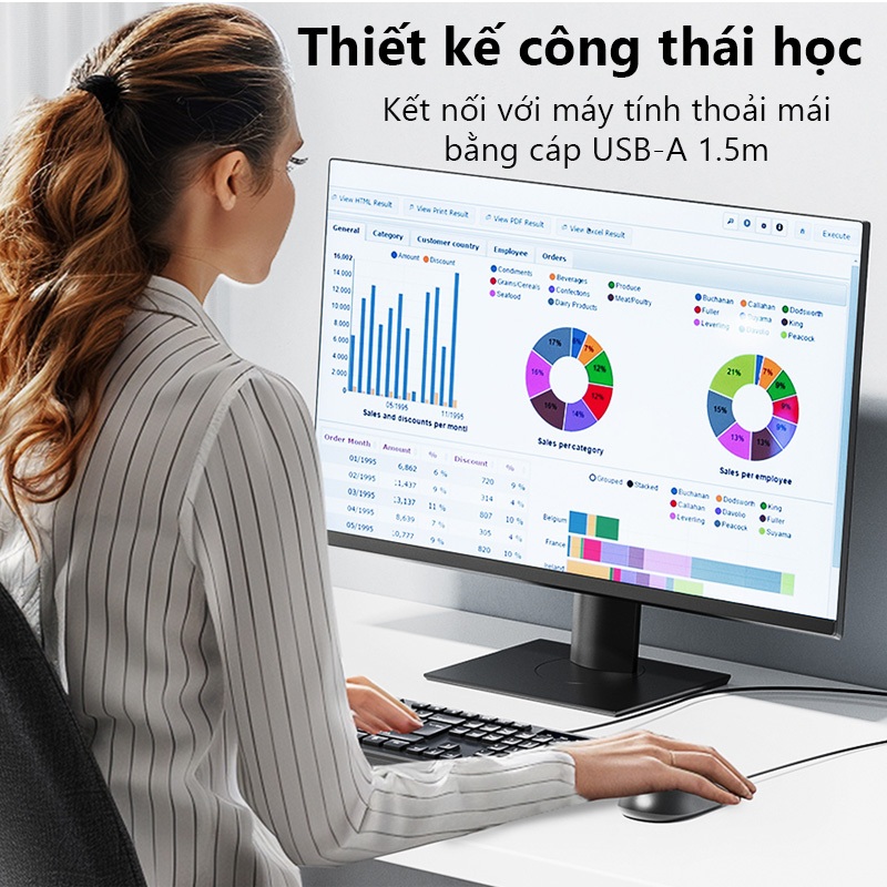 Chuột máy tính có dây Vention Hỗ trợ 1200DPI, USB 3 nút,Thiết kế công thái học cho PC, Laptop.. Bảo hành 2 năm