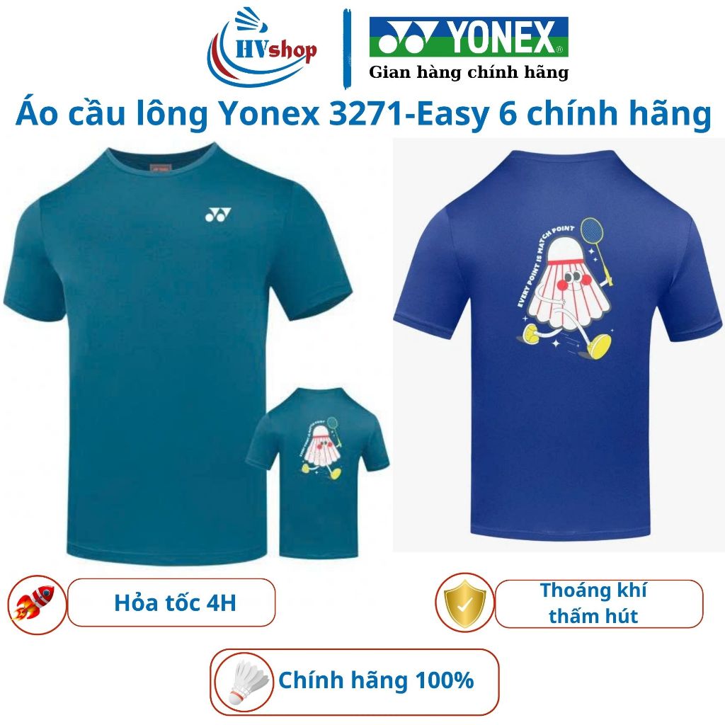 Áo cầu lông Yonex chính hãng 3271-Easy 6, chất liệu thoáng mát, thấm hút, hình quả cầu lông - HVShop