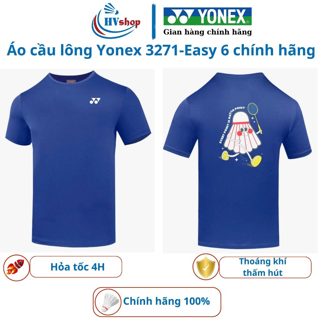 Áo cầu lông Yonex chính hãng 3271-Easy 6, chất liệu thoáng mát, thấm hút, hình quả cầu lông - HVShop