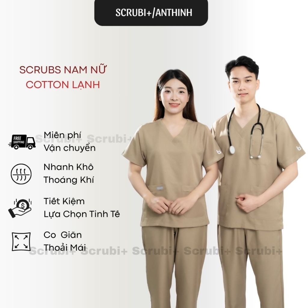 (NHẬN THÊU ) Đồng phục spa, Bộ Scrubs Bác Sĩ Cổ Tim cotton, Đồng Phục Y Tế Cao Cấp, Phòng Khám, Spa,Thẩm mỹ
