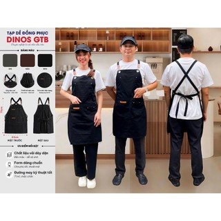 Tạp Dề Ngắn/Dài Dinos Cho Nhân Viên Bếp Nhà Hàng, Quán Ăn - Màu Đen (K GỒM NÓN)