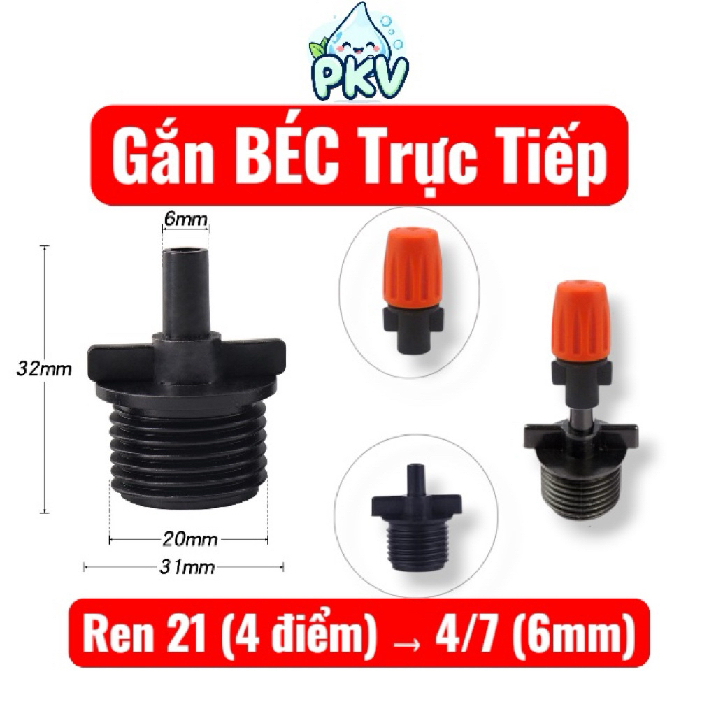 [Giá Rẻ] Combo 10 Đầu Ren 21 Ra 4/7 Có Móc Gài / 6mm / 7.5mm – Nối Ống Hoặc Gắn Béc Phun Sương