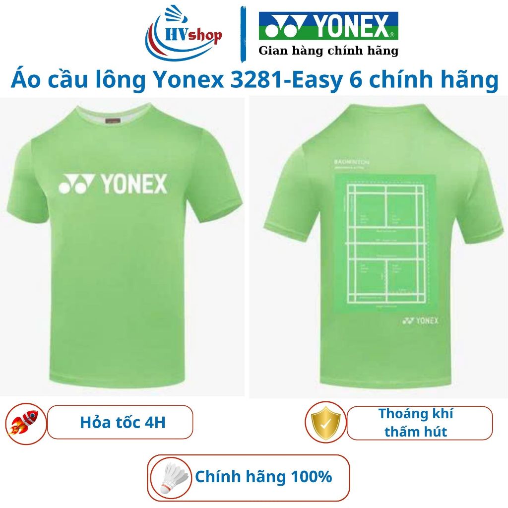 Áo cầu lông Yonex chính hãng 3281-Easy 6, chất liệu thoáng, thấm hút tốt, hình sân cầu lông - HVShop