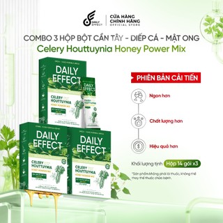 [Combo x3 Bột Cần Tây Diếp Cá Mật Ong] DAILY EFFECT Celery Houttuynia Honey Power Mix (Hộp 14 Gói x 4g x 3 hộp)