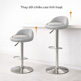 Ghế Bar Nordic, Xoay 360 Độ Nâng Da Đen Vải Xám Đẹp Hiện Đại Ghế Cao Cấp