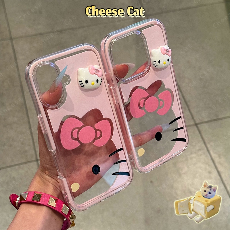 Ốp điện thoại hình búp bê 3D Kitty cho iPhone 15 16 17 11 12 13 14 Pro Max Plus 17 Air Ốp bảo vệ iPhone có dây buộc