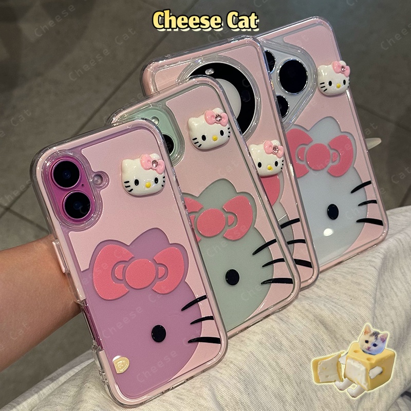 Ốp điện thoại hình búp bê 3D Kitty cho iPhone 15 16 17 11 12 13 14 Pro Max Plus 17 Air Ốp bảo vệ iPhone có dây buộc