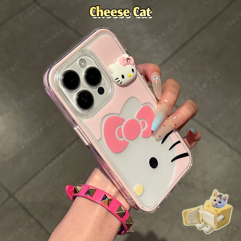 Ốp điện thoại hình búp bê 3D Kitty cho iPhone 15 16 17 11 12 13 14 Pro Max Plus 17 Air Ốp bảo vệ iPhone có dây buộc