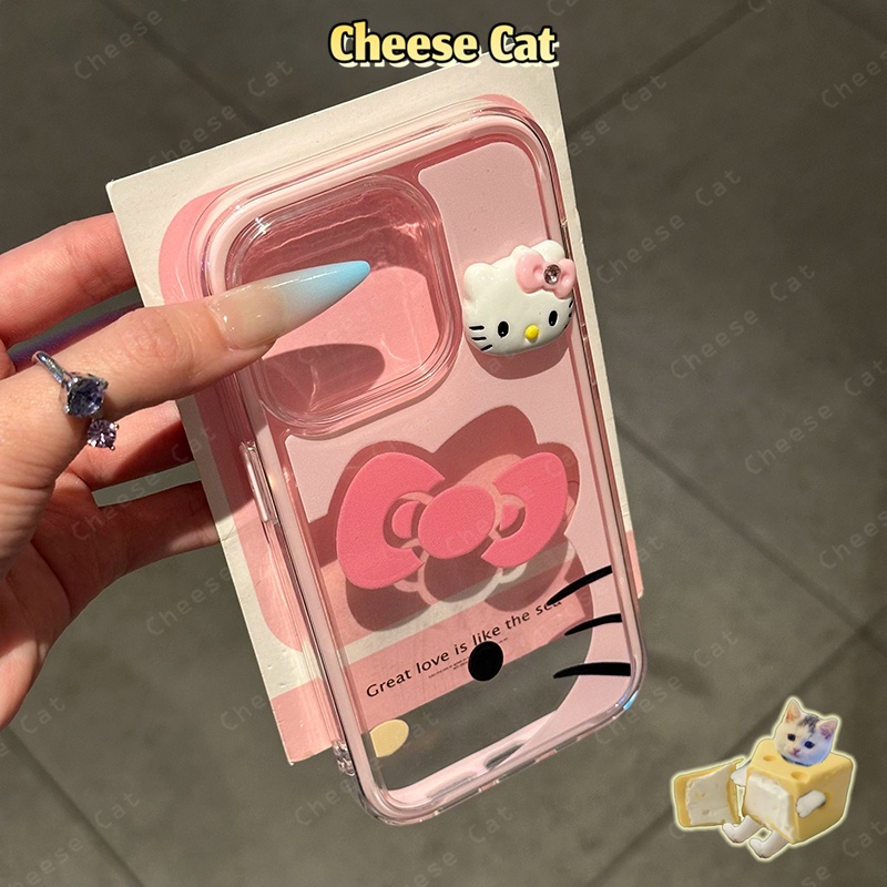 Ốp điện thoại hình búp bê 3D Kitty cho iPhone 15 16 17 11 12 13 14 Pro Max Plus 17 Air Ốp bảo vệ iPhone có dây buộc