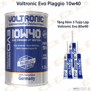 Dầu Nhớt Xe Máy Voltronic Evo Piaggio 10w40 Dung Tích 1.2L Kèm 3 Láp Voltronic Evo 80w90