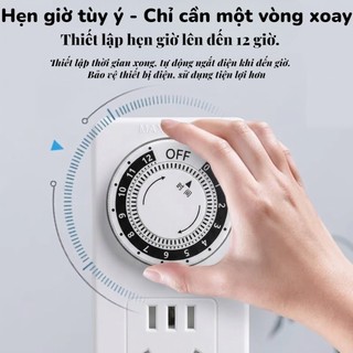 Ổ Cắm Hẹn Giờ Thông Minh FRKB-12 12H | Timer Tự Ngắt Điện, Chống Sét, Tiết Kiệm Điện Cho Gia Đình