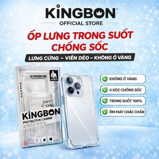 Ốp IPHONE KiNGBON LƯNG meka Cứng Viền Dẻo Trong Suốt Không ố màu đủ mã iPhone 12 Đến 17 Pro Max