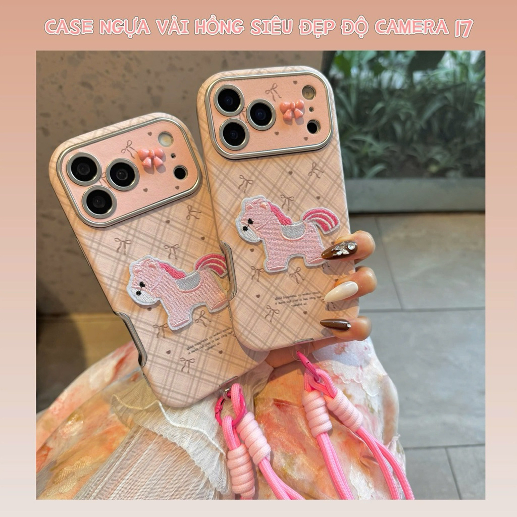 Ốp giả Iphone 17Promax Ngựa Hồng Nơ Pink Horse| Nắng Case
