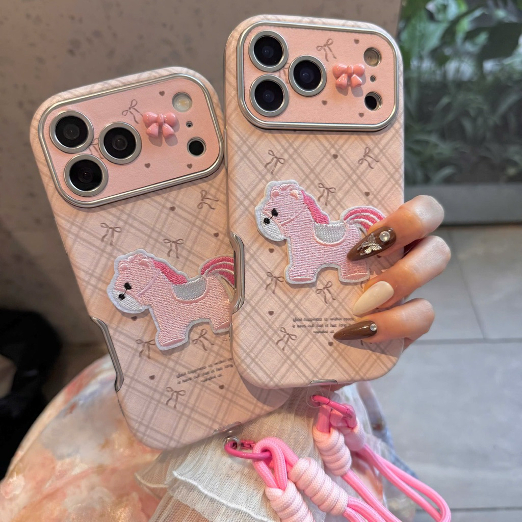 Ốp giả Iphone 17Promax Ngựa Hồng Nơ Pink Horse| Nắng Case