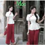 Set đồ lam, set tiểu thư mặc Tết cổ phong chất Gấm áo hoa tay búp đính ngọc nơ kèm quần Tuyết Nhung
