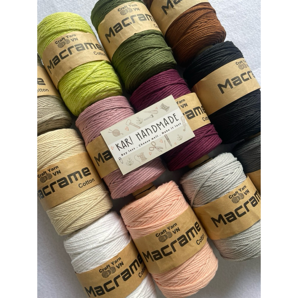 Sợi Macrame Cotton 3mm chuyên thắt vòng tay túi xách móc mũ nón túi