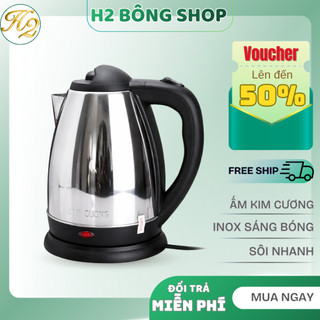 Ấm Siêu Tốc Inox Kim Cương 1l8, Bình Đun Nước Nhanh