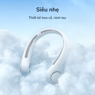 Quạt Mini Đeo Cổ Không Cánh Chạy Êm Mát Sạc USB Tiện Lợi 3 Cấp Độ Gió, Siêu Mát, Thời Trang