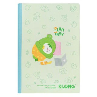 KLONG - Sổ Vở Kẻ Ngang 300 Trang Size To A4 ♥ Vở May Dán Gáy, Sổ Lò Xo, Da PU Invi Dot Line Plantasy 100/76; MS: 223