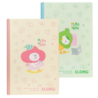 KLONG - Sổ Vở Kẻ Ngang 300 Trang Size To A4 ♥ Vở May Dán Gáy, Sổ Lò Xo, Da PU Invi Dot Line Plantasy 100/76; MS: 223