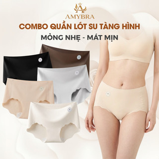 Combo Quần Lót Đúc Su Đáy Dán Kháng Khuẩn, Quần Chip Viền Lượn Sóng Ôm Mông AMYBRA L074