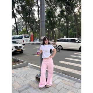 Áo Baby Tee Cổ Tròn Phối Họa Tiết Nơ Siêu Xinh Trẻ Trung Sành Điệu Chất Liệu Cotton Mùa Hè Thoáng Mát Mền Mịn
