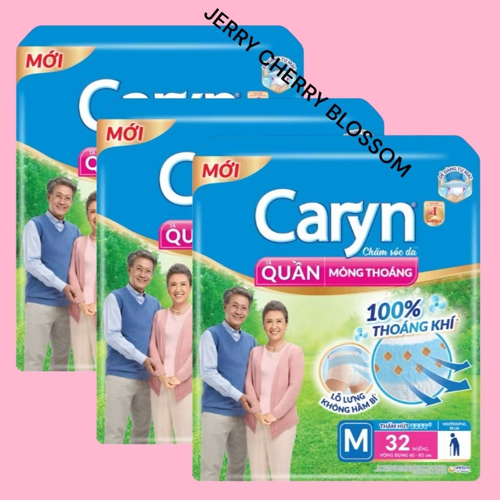 Bộ 3 Gói tã quần Caryn M32, L28, XL24 miếng