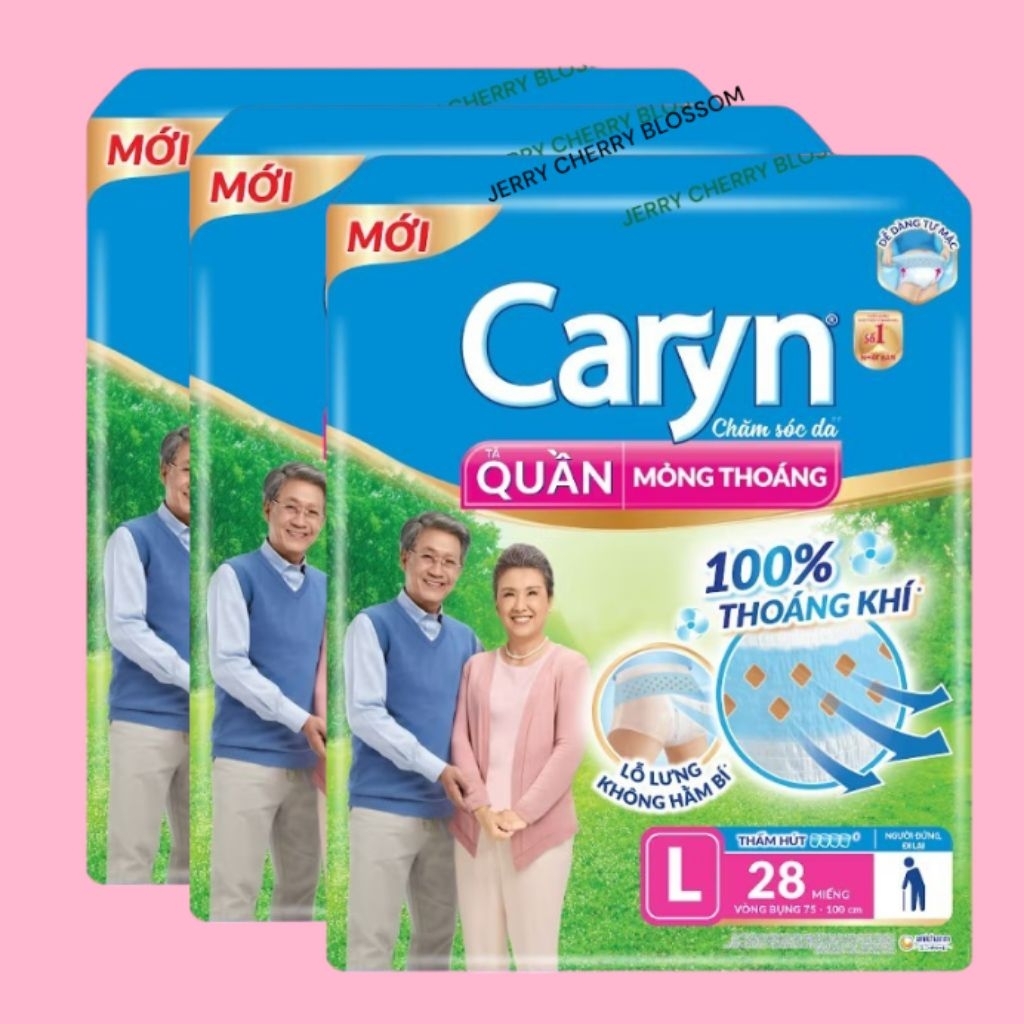 Bộ 3 Gói tã quần Caryn M32, L28, XL24 miếng