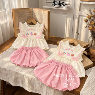 [MỞ BÁN] Set Bộ Áo Babydoll + Quần Bí Vải Thô Cho Bé Gái Size Từ 8-22kg