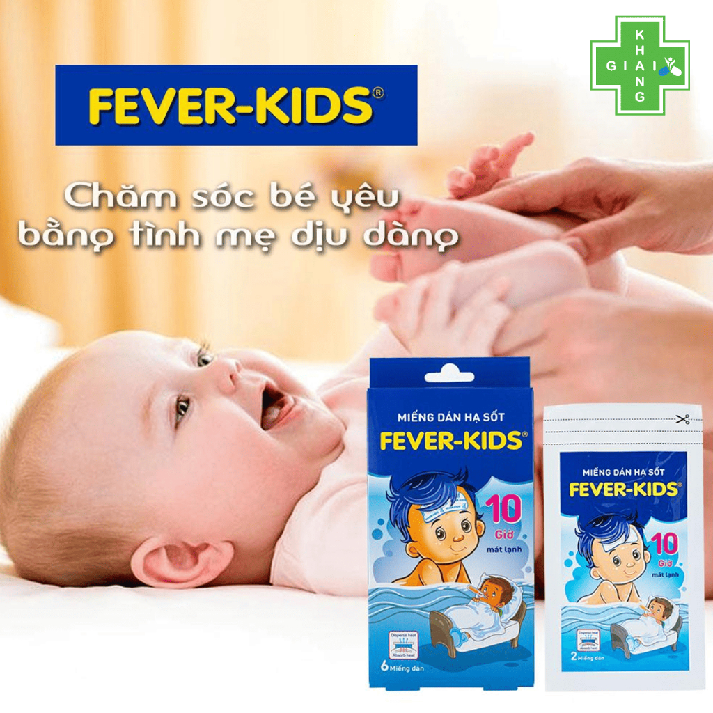 Miếng dán hạ sốt Fever Kids giúp làm mát cơ thể 1 cách nhanh chóng và hiệu quả kéo dài 10 giờ đồng hồ (Hộp 6 miếng)