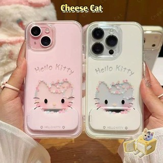 Vỏ điện thoại hoa Kitty cho iPhone 15 16 17 11 12 13 14 Pro Max Plus 17 Air Ốp bảo vệ iPhone có Giá đỡ điện thoại gương
