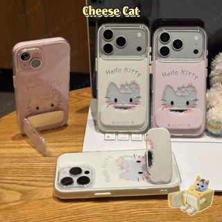 Vỏ điện thoại hoa Kitty cho iPhone 15 16 17 11 12 13 14 Pro Max Plus 17 Air Ốp bảo vệ iPhone có Giá đỡ điện thoại gương