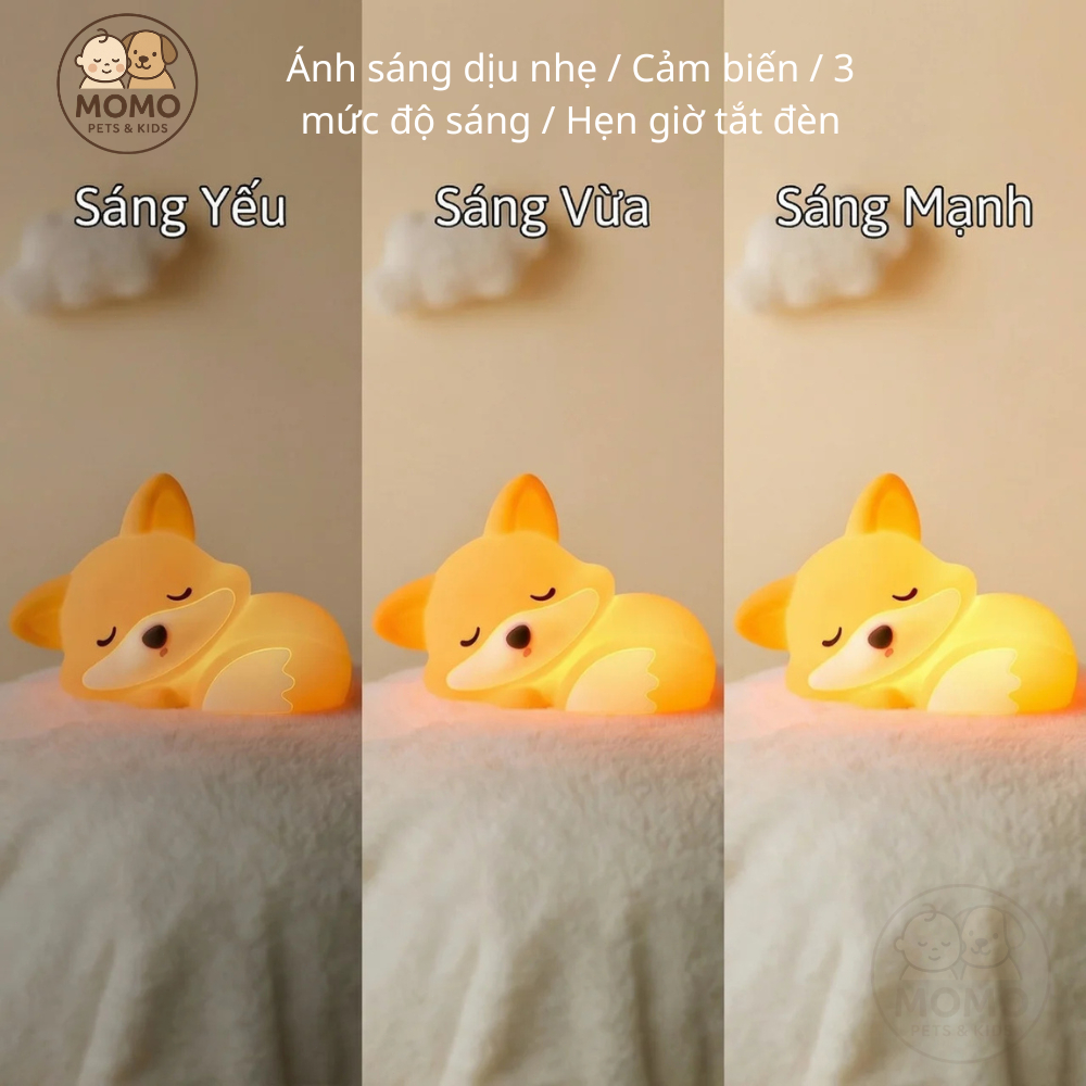Đèn ngủ cảm biến ngộ nghĩnh hình cáo,vịt, mèo đáng yêu điều chỉnh độ sáng làm quà tặng, trang trí