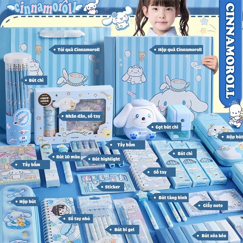 Bộ dụng cụ học tập hoạt hình đầy đủ, đồ dùng học tập cho học sinh, món quà tuyệt vời dành cho trẻ em