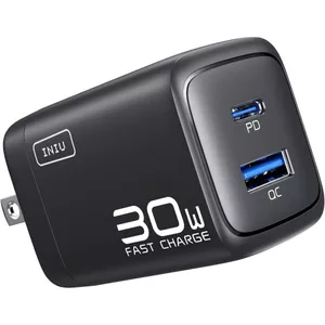 Bộ sạc USB C INIU, 30W PD QC 3.0,khối sạc nhỏ gọn với phích cắm gập lại,cổng kép Type C
