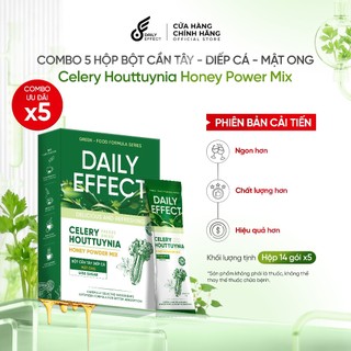 [Combo x5 Bột Cần Tây Diếp Cá Mật Ong] DAILY EFFECT Celery Houttuynia Honey Power Mix (Hộp 14 Gói x 4g x 5 hộp)