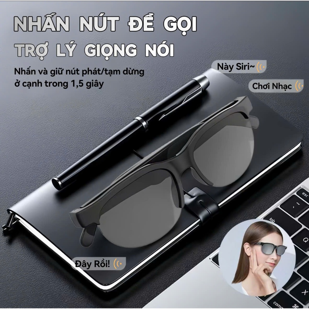 Kính Thông Minh Bluetooth G89 , Âm Thanh Nổi Cấp HiFi , Kính Chống Nước IPX4 , Kinh Thông Minh AI