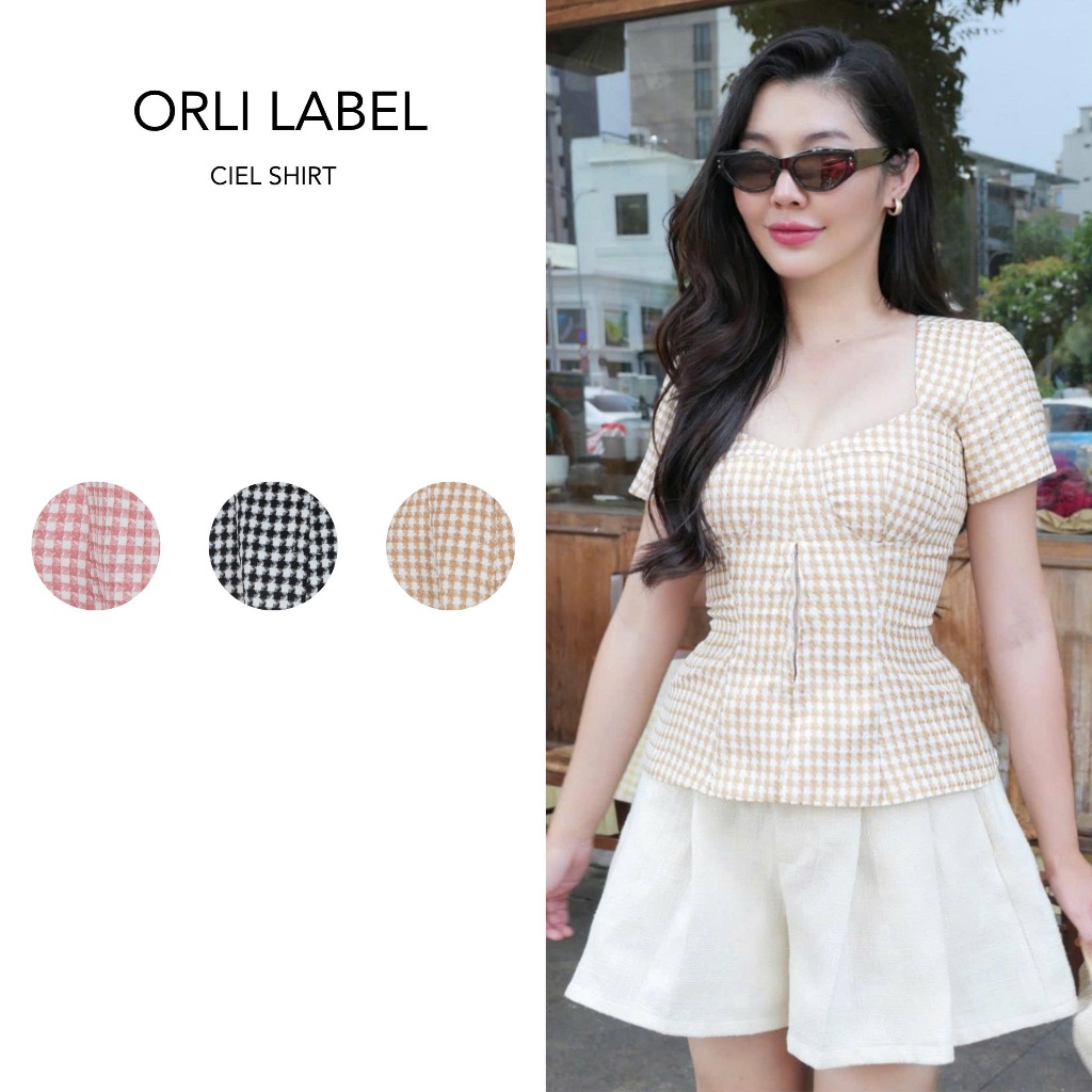 Orli Label | Ciel Shirt | Áo caro be/đen/hồng (mặc được 2 kiểu)
