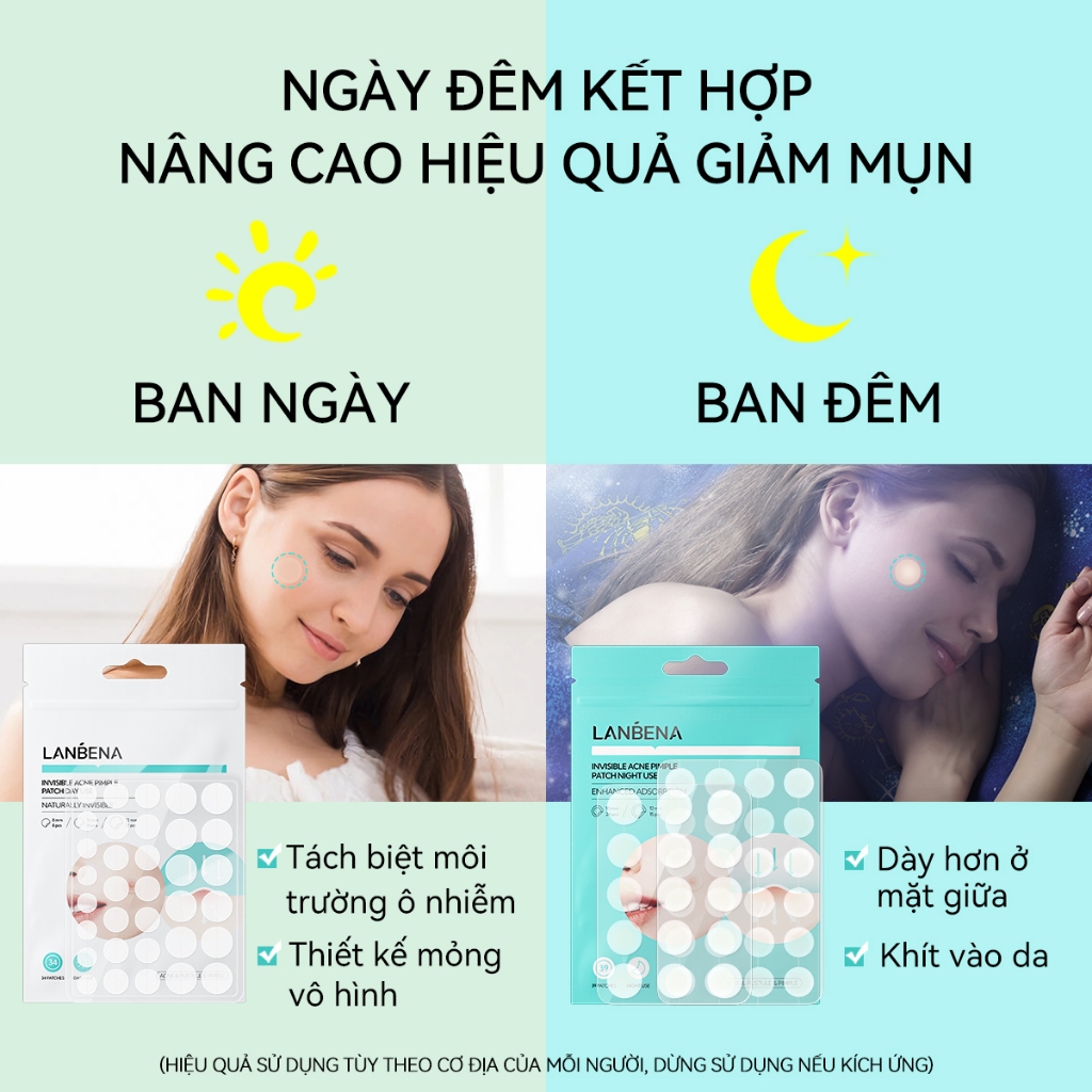 LANBENA Miếng Dán Hỗ Trợ Giảm Mụn Ban Đêm  Cao Cấp Skincare